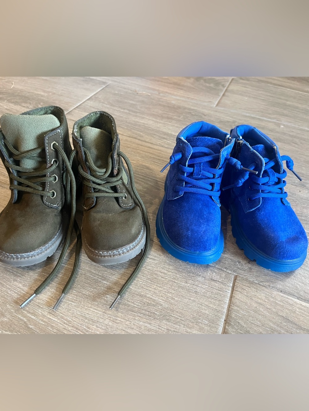 Kids Royal Blue Zip up boots and Olive green Lace-Up Boots